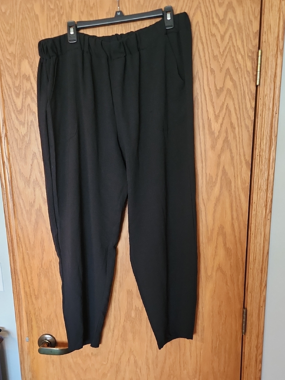 Women's Black Elastic Waist Casual Tapered Ankle Pants Size 3x